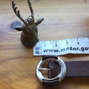 🫎 Vintage FRYE Brown LEATHER BELT SILVER BUCKLE  SZ S/M